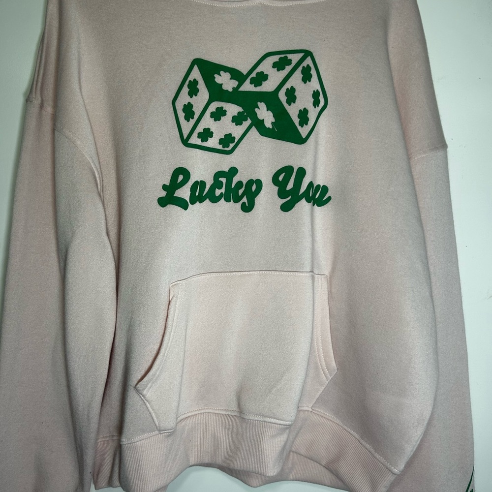 Lucky you Pink Graphic Sweater hoodie